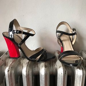 Zara Woman Parent Leather Sandal with Red Heel